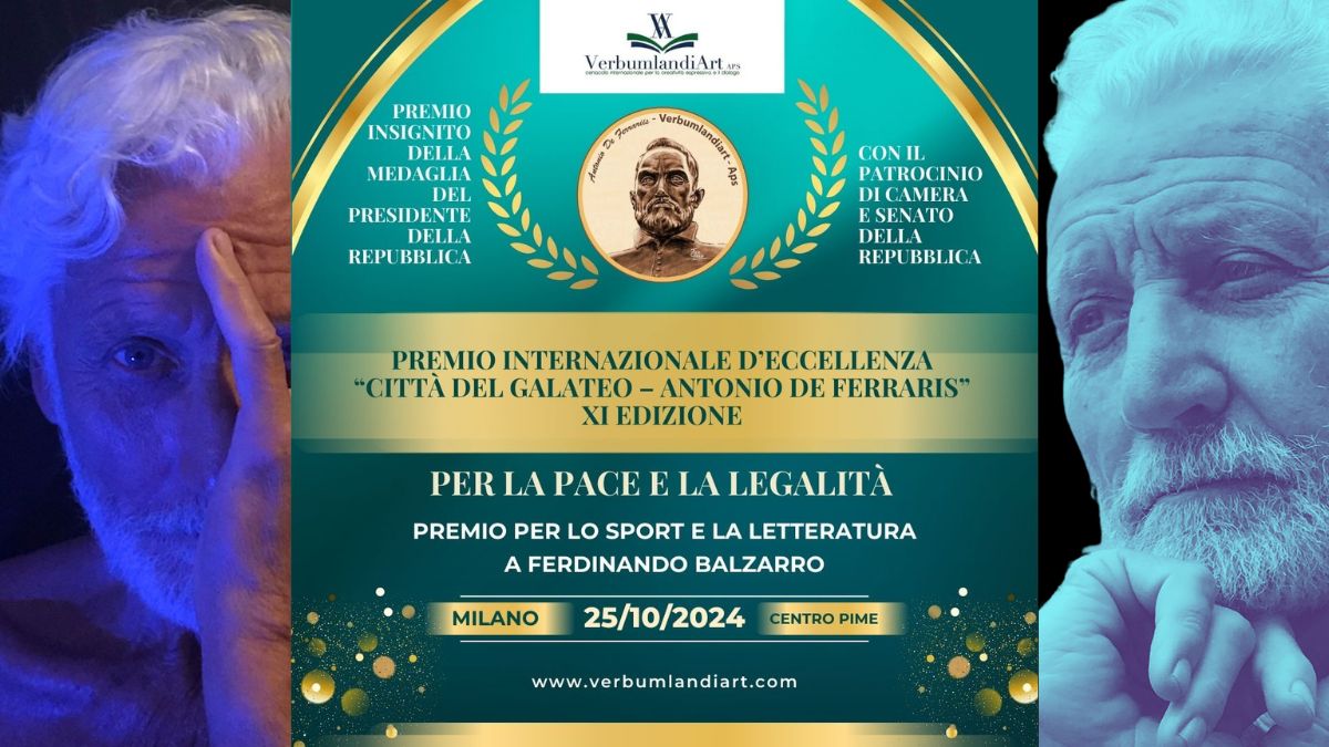 A Ferdinando Balzarro Premio Internazionale Letteratura e Sport VerbumlandiArt insignito della Medaglia del Presidente della Repubblica